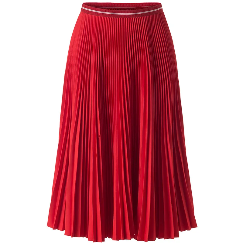 Skirt Plus Size Women Red Pleated Skirt Autumn And Winter New High ...