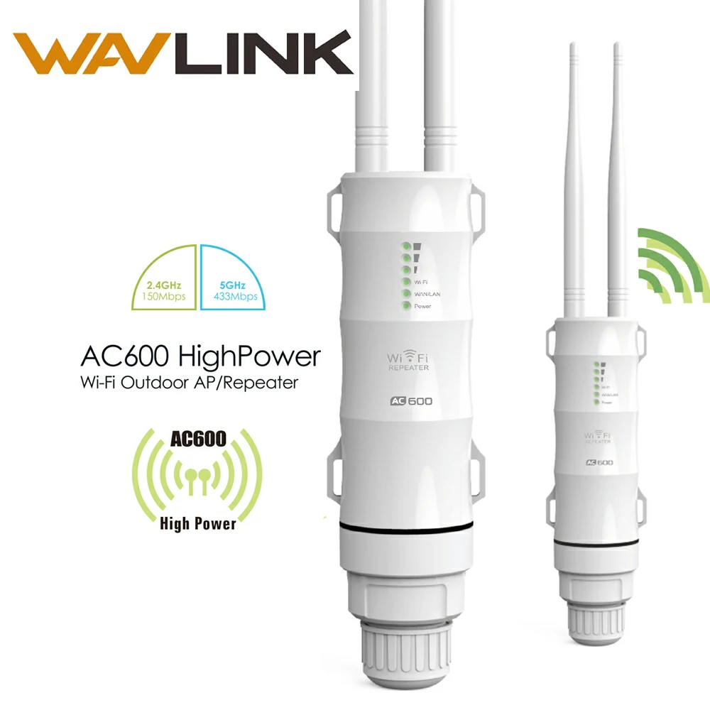 En Ligne Wavlink 600 Mbps Extérieure Wifi Extender Intempéries Wifi Répéteur routeur AP Haute Puissance 27dbm 2.4g 5g Détachable Antenne POE WISP