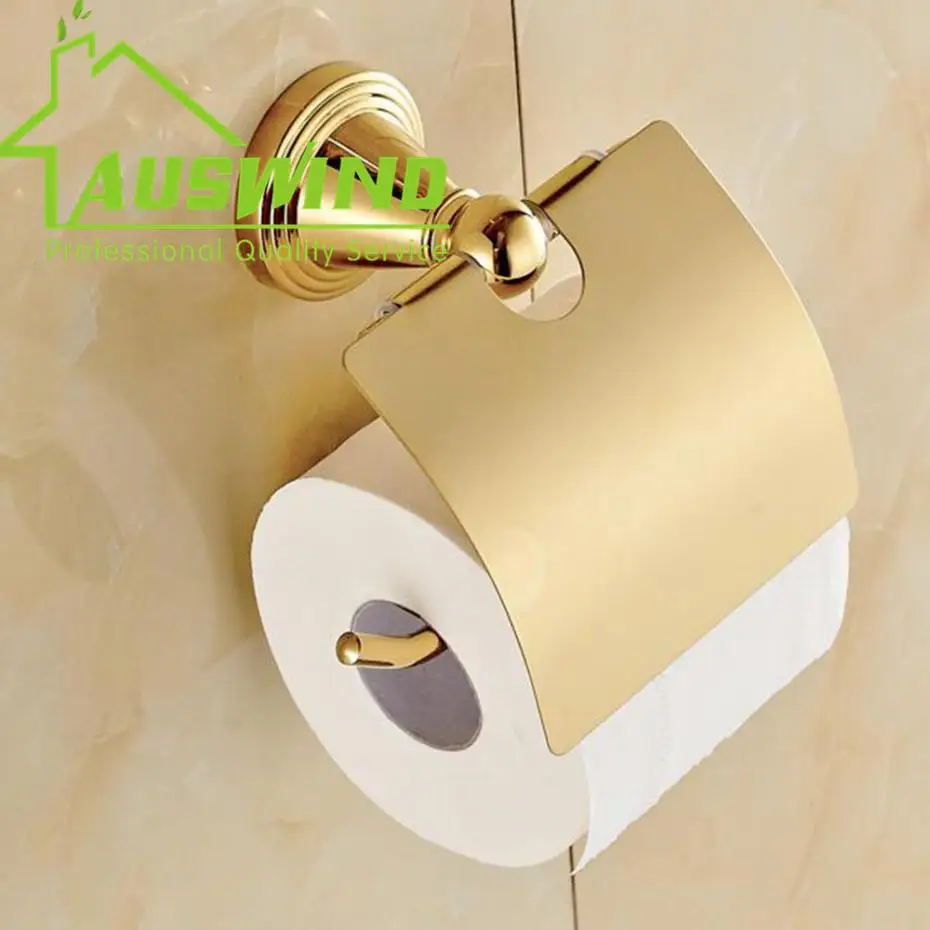 Antique Gold Toilet Roll Holder Polished Toilet Paper Holder Brass