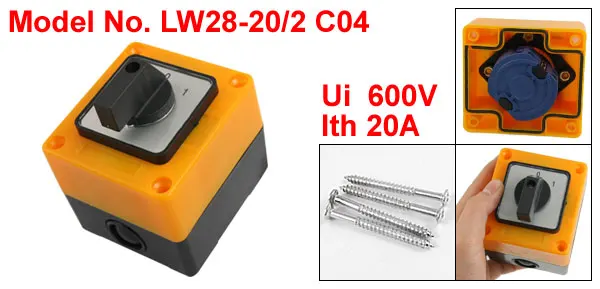 Ui 600V Ith 20A 8 Screw Terminals Two 2 Positions Changeover Combination Switch