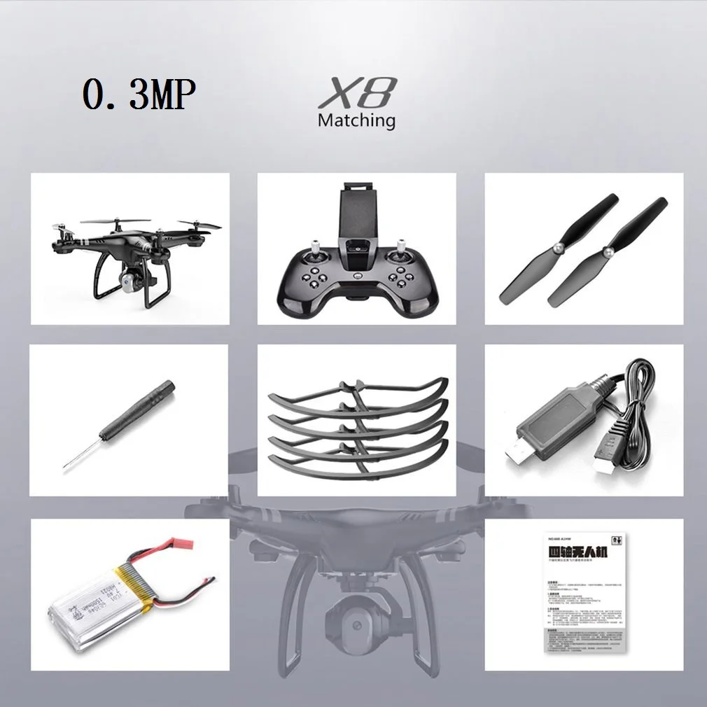 0.3MP Black X8 2,4G мини складной Радиоуправляемый Дрон 2.0MP/0.3MP камера Дрон Безголовый Квадрокоптер фотографии видео передача в реальном времени длинный полет - Цвет: 0.3MP Black
