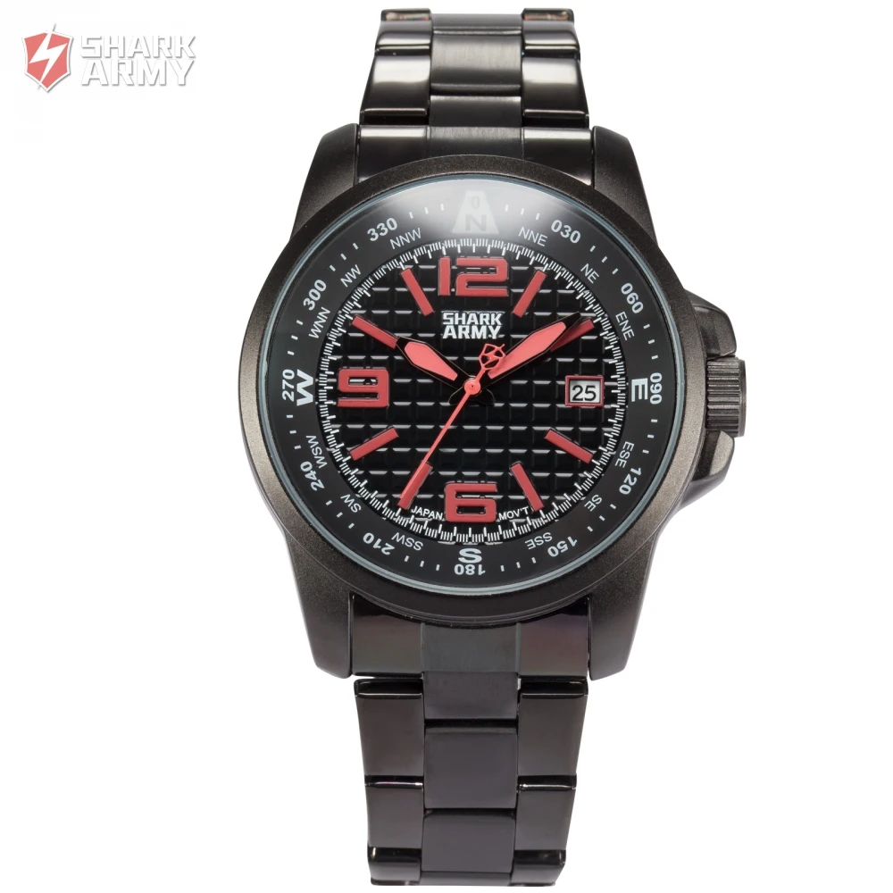 

Shark Army Brand Man Watch Full Stainless Steel Strap Quartz Black Clock Outdoor Sport Montre Homme Military Watch Gift /SAW132