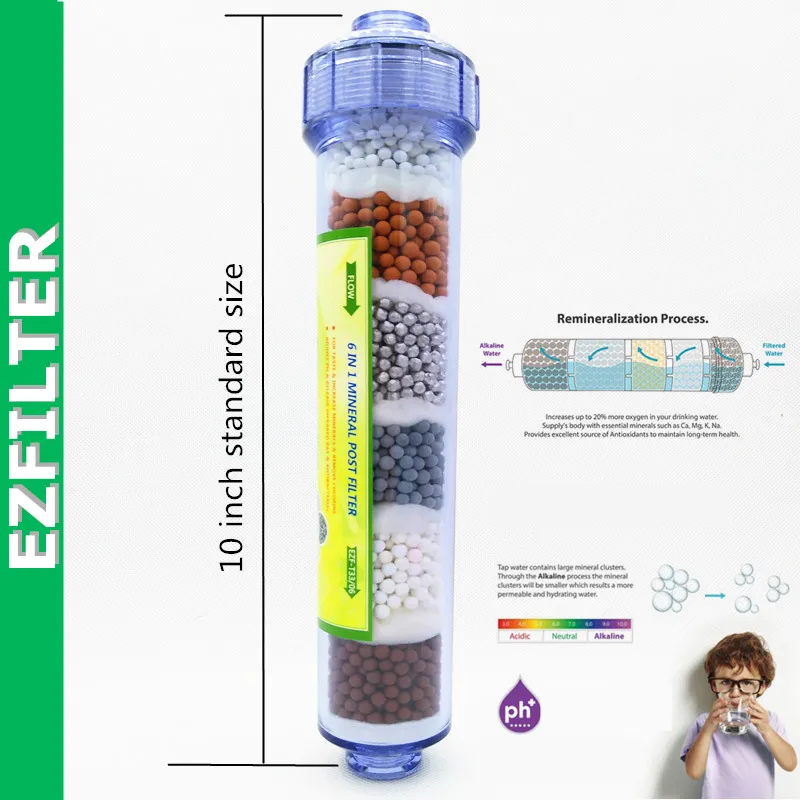 6 в 1 щелочные минералы ОВП (Антиоксиданты) вода фильтр Встроенный 10 дюймов для питьевой воды очиститель FITER замена картриджа