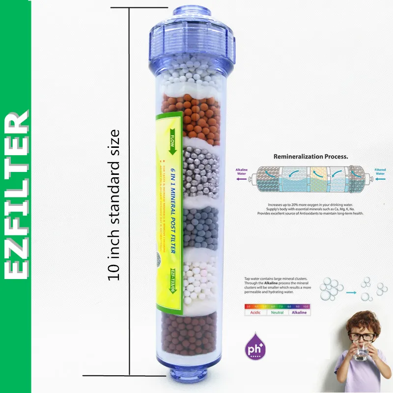 

6 IN 1 ALKALINE MINERALS ORP (ANTIOXIDANTS) WATER FILTER INLINE 10 INCH FOR DRINKING WATER PURIFIER FITER REPLACEMENT CARTRIDGE