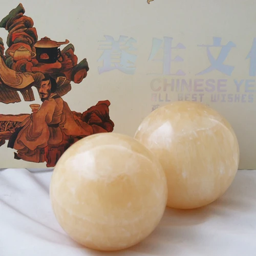 Buy Baoding stone balls, jade yellow 55mm.Palm