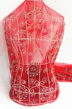 (5yards/lot) SKN75,African tulle lace fabric for wedding dress,pretty flower embroidered French lace fabric with beads