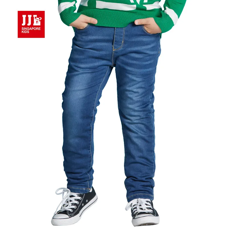 winter boys jeans fleece lining kids pants full length size 6 15t light