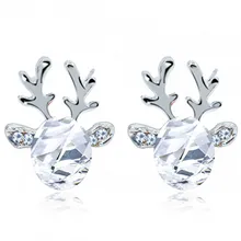 Новые модные хрустальные серьги Роскошные женские трехмерные рождественские серьги оленьи рога подарок для женщин девочек F