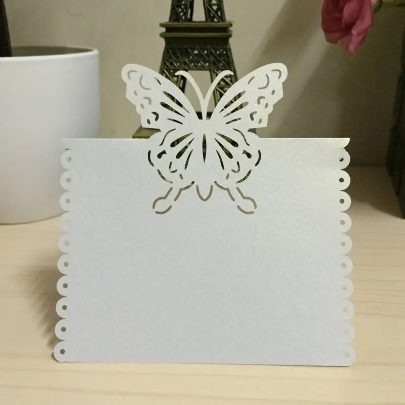 Белые бумажные вырезанные лазером бабочки 50 шт. сувениры приглашения свадебная открытка настольная карта для декорации для свадьбы