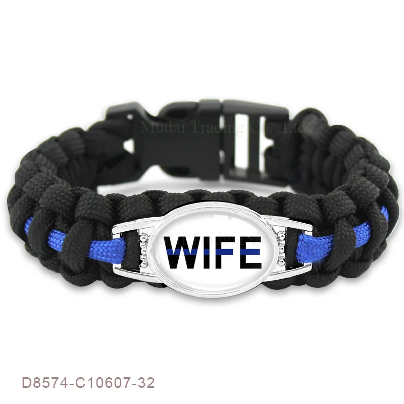 Изготовленный на заказ синий черный тонкий синий линия K9 собачий полицейский собачий патруль собачий ошейник из Паракорда выживания полиции жены мамы Открытый браслет