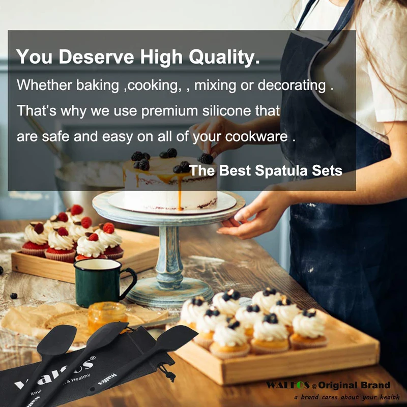 WALFOS set of 3 heat resistant Silicone Cooking Tools Kitchen Utensils Set baking pastry tools spatula spoon turner accessories WALFOS set of 3 heat resistant Silicone Cooking Tools Kitchen Utensils Set baking pastry tools spatula spoon turner accessories