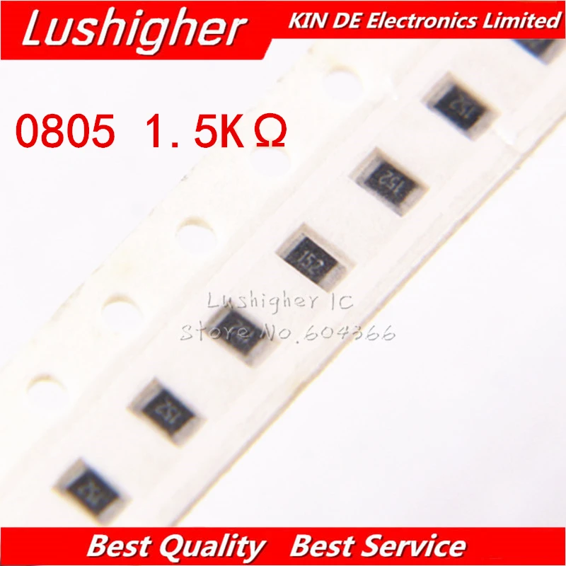 100 шт. 0805 SMD резистор 5% 1500ohm 152 1 5 K Ohm ком | Электронные компоненты и принадлежности