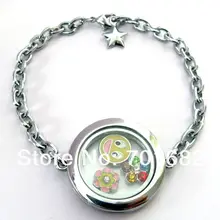 1 шт. плавающей Круглый браслет со стеклянной подвеской with13pcs плавающей медальон очарование произвольно