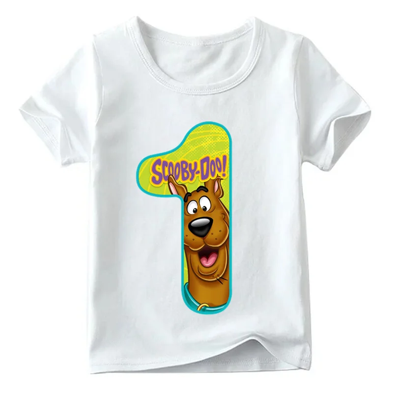 Boys and Girls Cartoon Scooby Doo Number 1~9th Print T shirt Baby Funny Cute T-shirt,Kids Birthday Present Clothes,ooo2427 - Цвет: ooo2427 A