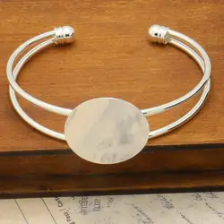 Серебряный цвет браслет настройки 25 мм основы для кабошонов лоток ободок подходит Кабошон Камея DIY браслеты модные пряжки