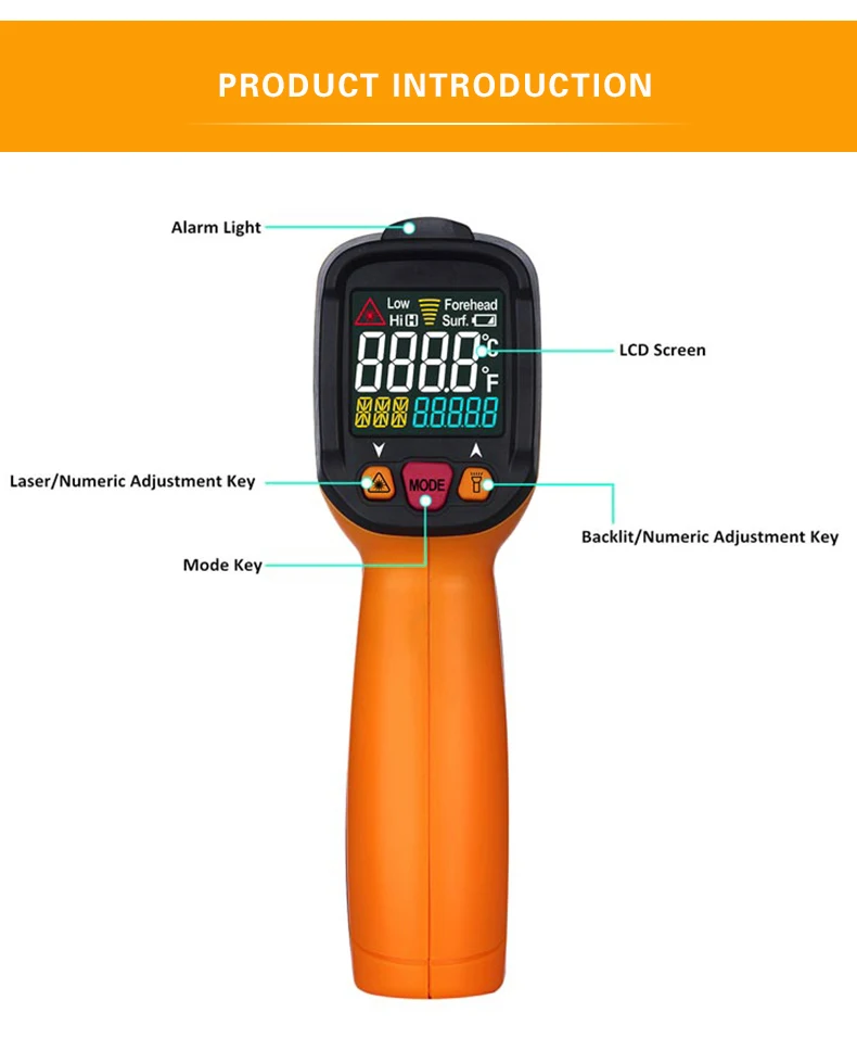 PEAKMETER PM6530B лазерный lcd цифровой ИК инфракрасный термометр измеритель температуры пистолет точечный-50~ 550 градусов Бесконтактный термометр