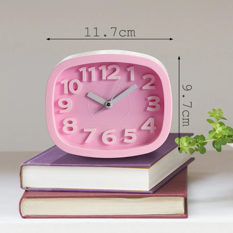 GOHAND Mini Mute Alarm Clocks Battery Bedside Desk Table Home Decor Kid Creat Gifts Square Portable Candy Colors