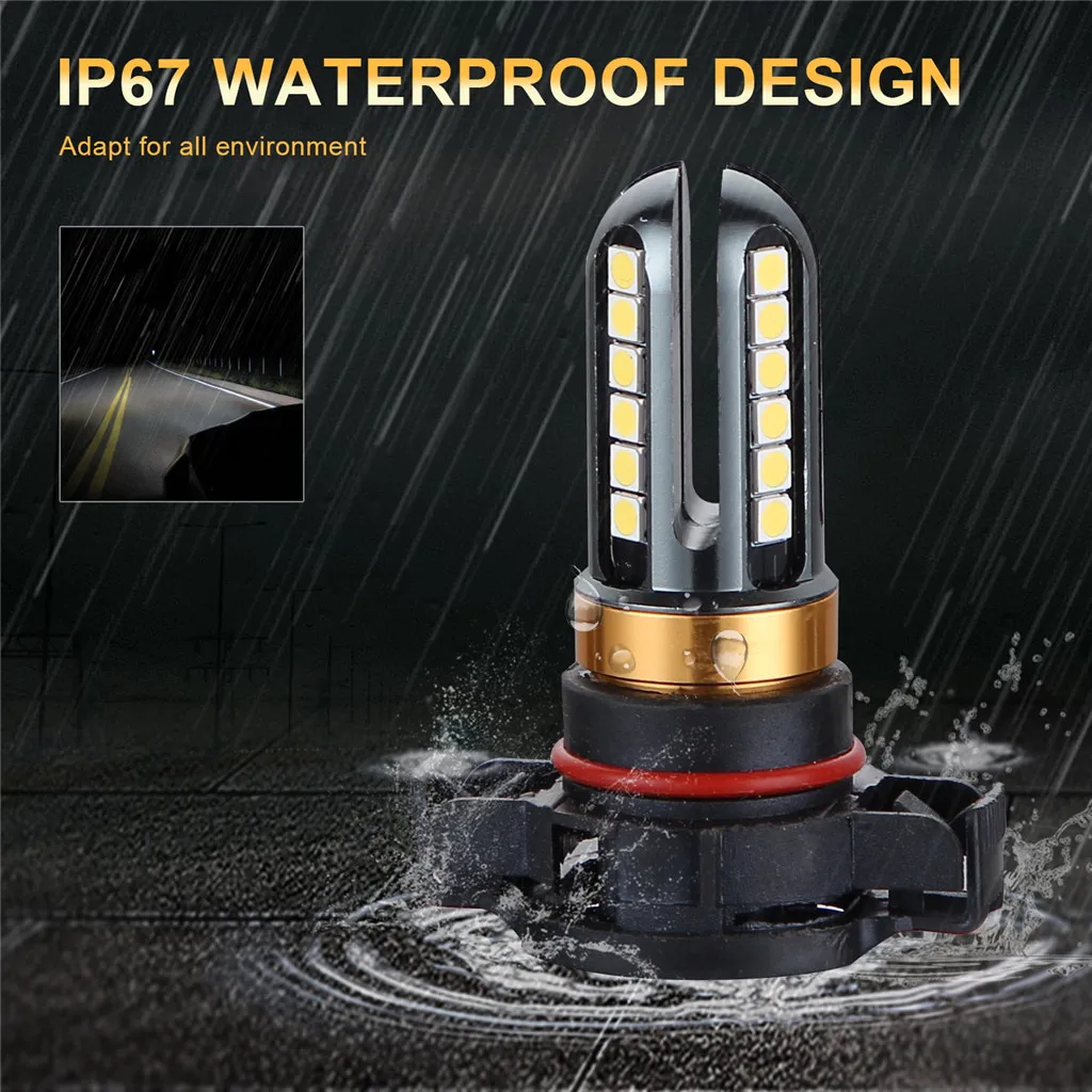 

Xenon White H16/5202 Car Truck Driving Fog Lights High Power IP65 1600 lm COB LED Bulbs 2pcs 5202 Led Fog Light Bulb Car styling
