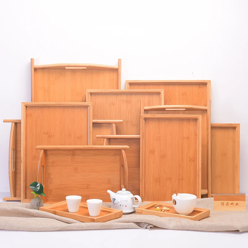 

Bamboo creative rectangular restaurant hotel wine fruit plate Japanese square solid wood tea set home breakfast cake tray