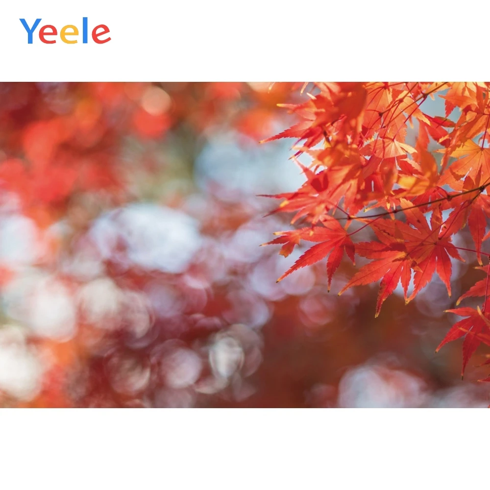 Yeele Autumn Red Maple Leaves Bokeh Light Beauty View Photography Backgrounds Customized Photographic Backdrops for Photo Studio |