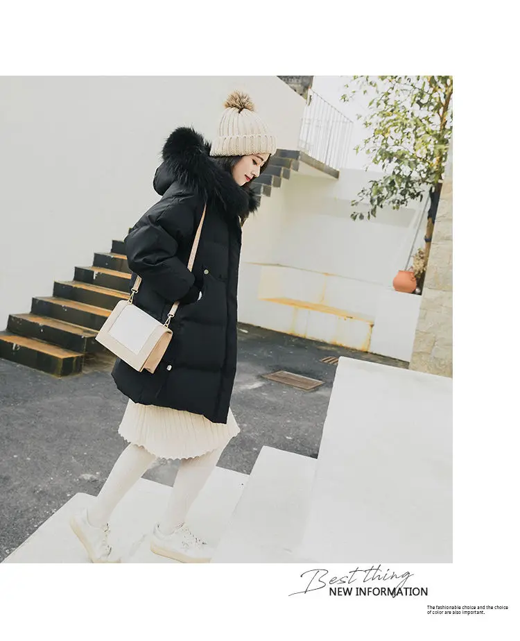 VANGULL Elegant Fur Collar Coat New Winter Thick Jacket Women Long Down cotton Parkas Female Warm Hooded Jacket Coat