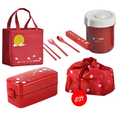 7 Японский стиль bento box пластиковый Ланч-бокс с мультяшным микросигналом посуда с мешками ложки палочки для еды 23 - Цвет: 7