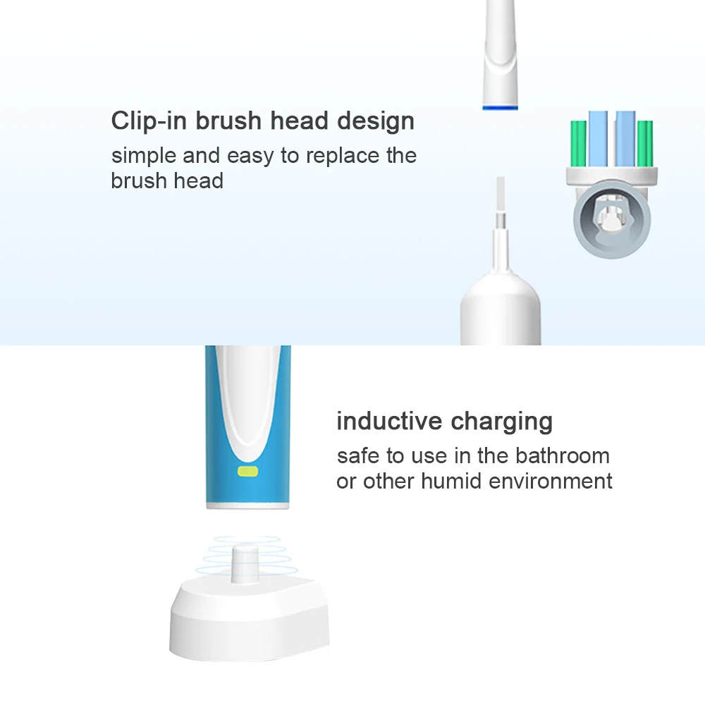 Вращающаяся электрическая зубная щетка для взрослых, перезаряжаемая с 4 сменными головками, мундштук, держатель для чистки полости рта, чехол, коробка