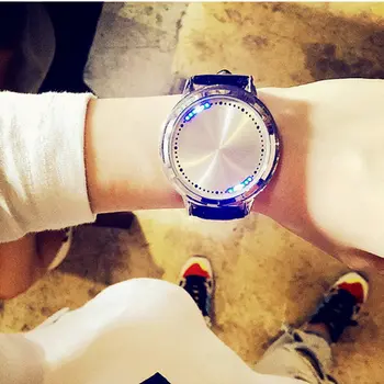 

Simple creative touch screen watch fashion trend couple smart technology cool students watches men and women gifts LED watch