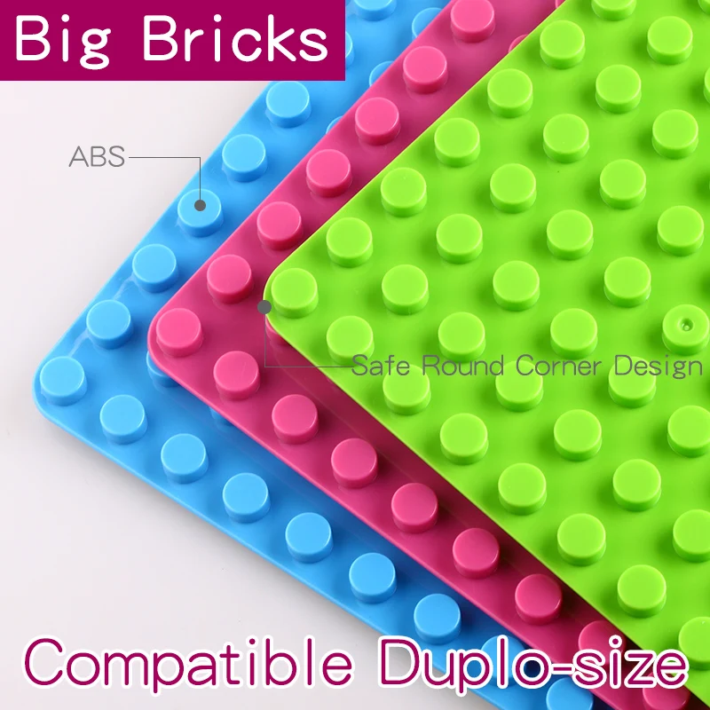 Big Bricks Baseplate 16*32 24*24 Dots DIY Base Plate Big Building Blocks Toys For Children Kid Compatible Legoed & Duplos