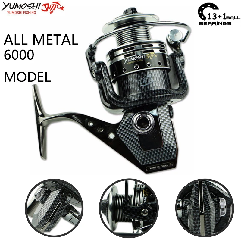 

Yumoshi 1000-7000 13+1BB Feeder Aluminum alloy wire cup Fishing Reels Spinning Reel wheel (6000)