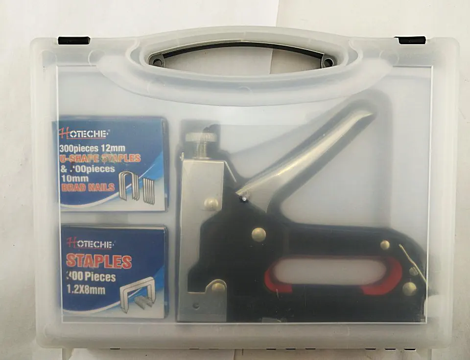 Powerful 3 Way Tacker Staple Gun Stapler Kit w/1500 Staples & Brad