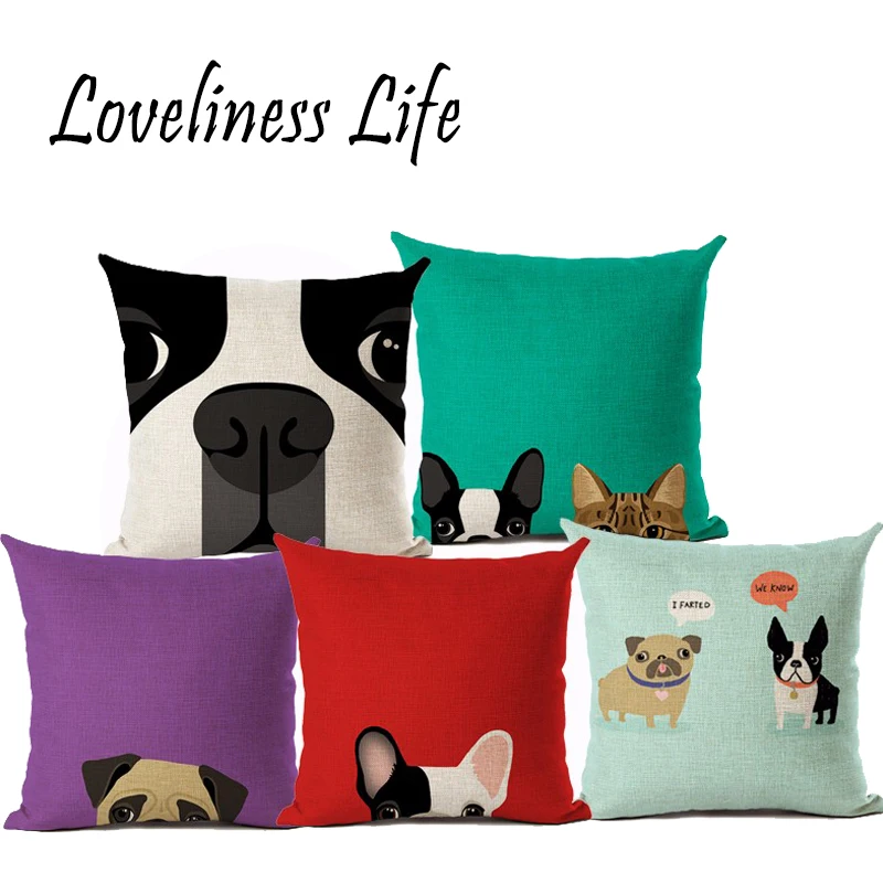 Серия животных мультфильм Стиль Throwpillow декор подушка из льняного полотна