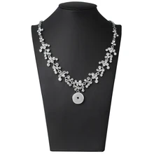 Новое хрустальное ожерелье в виде цветка ожерелье, украшение с застежкой для женщин 18 мм кнопки кулон заявление ожерелье для женщин ювелирные изделия