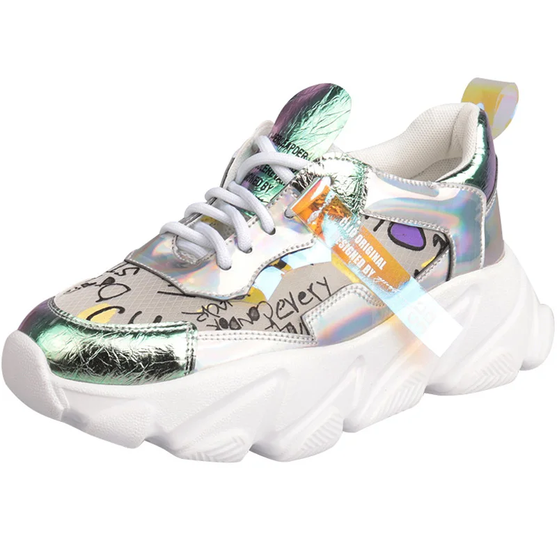 

2019 Sneakers Women Trendy Chunky Shoe Laces Platform Shoes New Color Matching Camouflage Sneakers -in Women's Vulcanize Shoes f