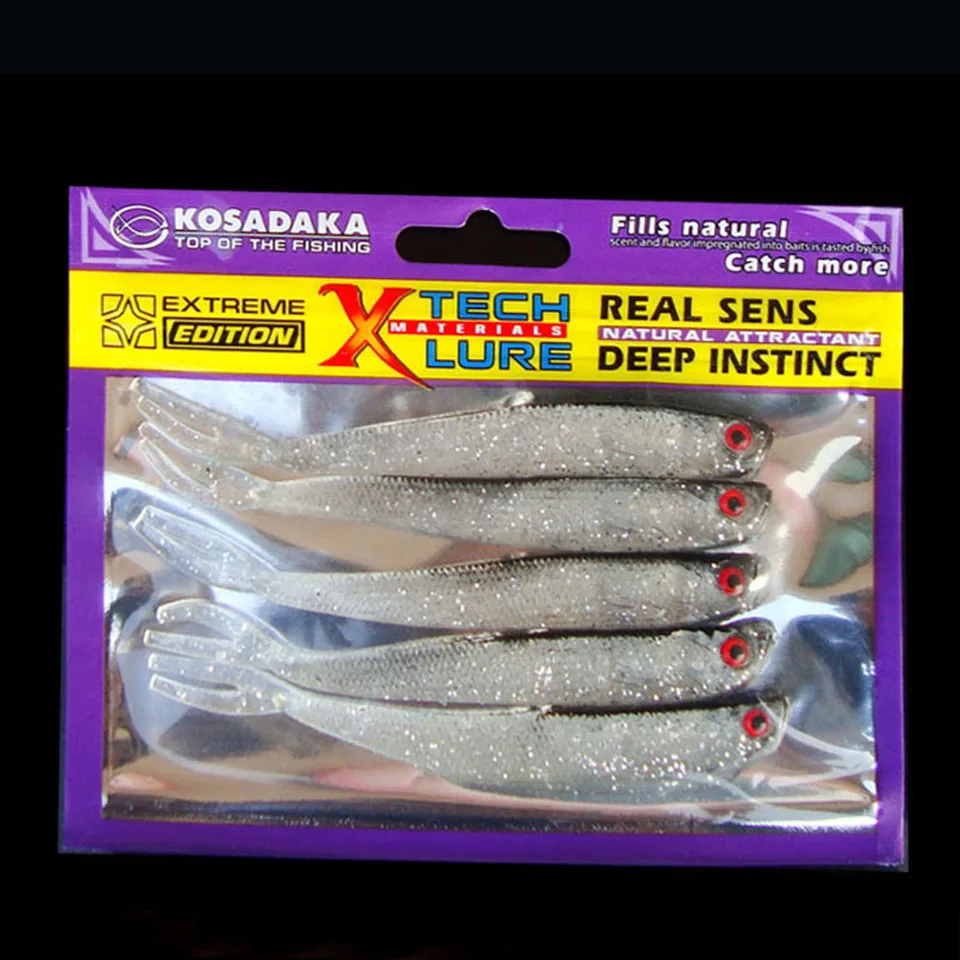 

5 PCS/Bag Fishing Soft Lure Bait Super Natural Attractant Artificial Black Simulation Fish Catch 7cm/10cm