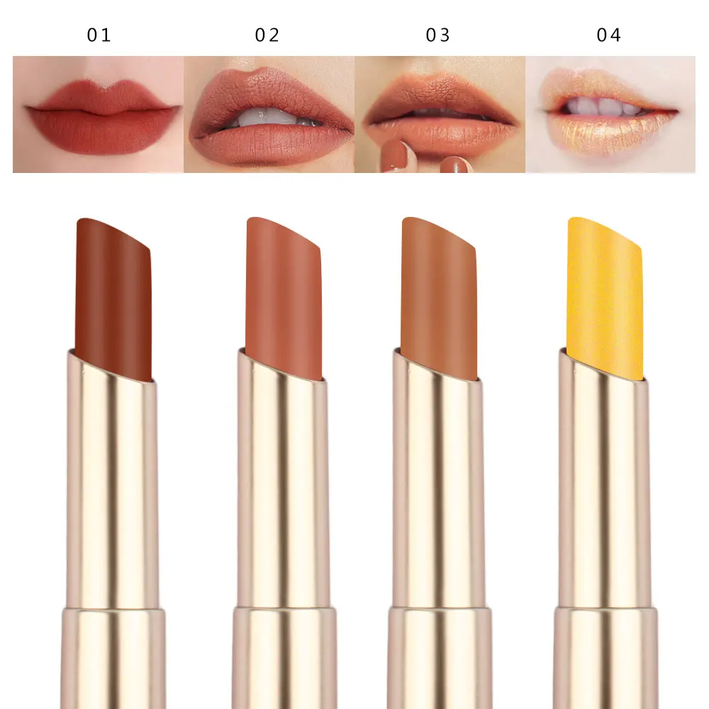 

Professional Lipstick Matte Makeup Waterproof Red Gold Lip Stick Long Lasting Moisturizing Lipstick Beauty Cosmetic For Woman