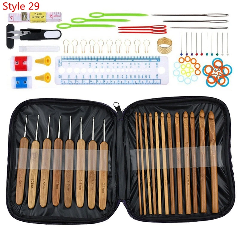 35 Styles Set Crochet Hook Set With Yarn Knitting Needles Sewing Tools Set Knit Gauge Scissors Stitch Holder Hook For Knitting - Цвет: Style 29