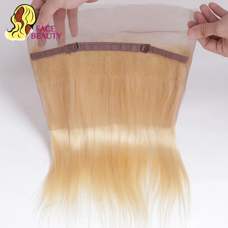 Facebeauty 613 блонд перуанские прямые волосы Remy 360 Кружева Фронтальная застежка с Bady 130%