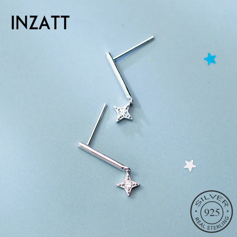 

INZATT Real 100% 925 Sterling Silver Bohemia Zircon Star Dangle Drop Earrings For young Women party Fashion Jewelry 2018 Gift