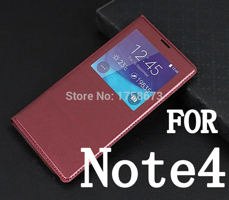 

Luxury Flip Leather Case Slim Smart Auto Sleep Touch View Case For Samsung Galaxy Note 4 Note4 N9100 N910