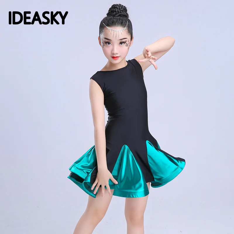 

latin dance dress for girls spandex skirt Salsa Tango children Samba Costume Clothes Rumba Ballroom Dancing Dresses For Kids