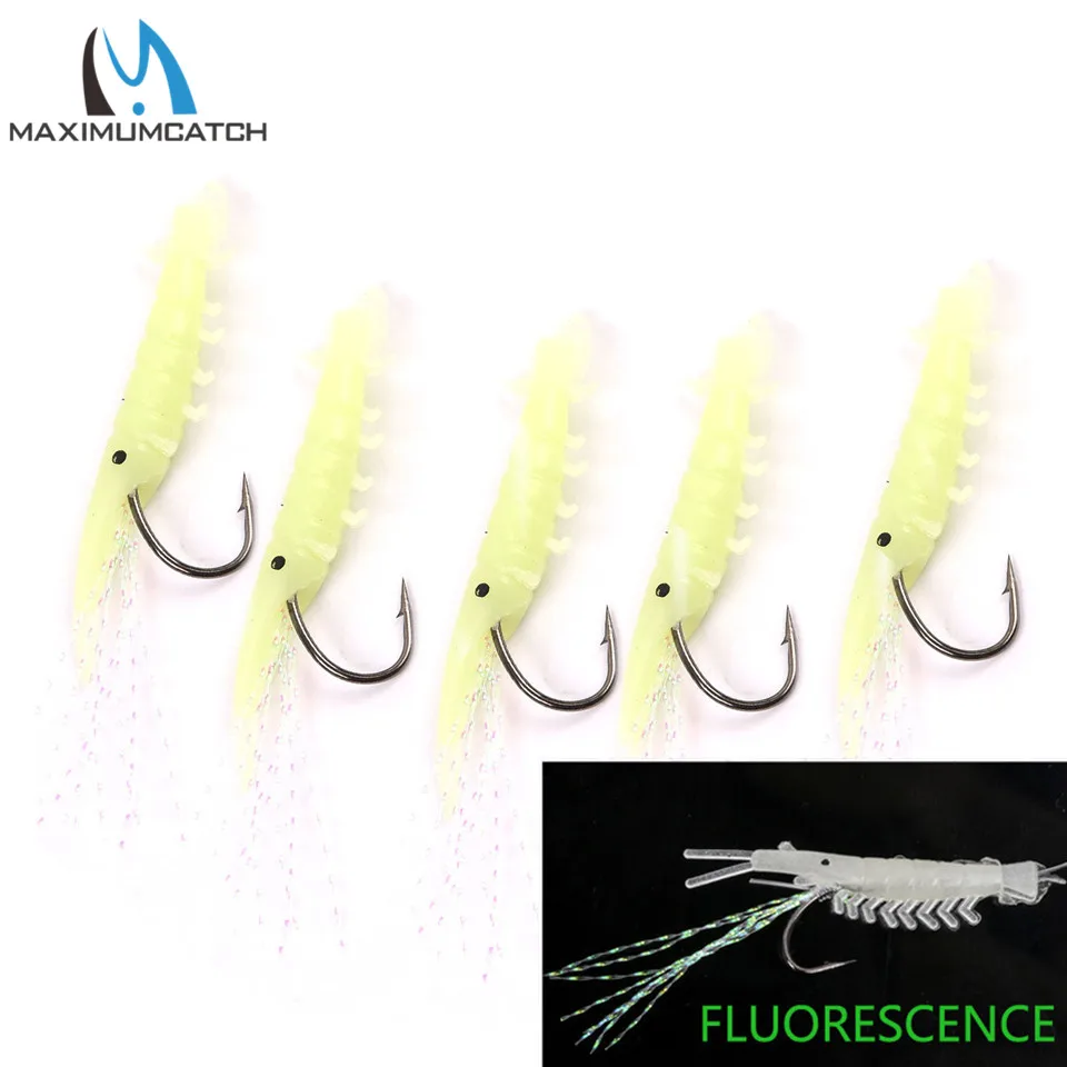 4/10PCS Fake Shrimp Road Bait With Hooks Small Grass Shrimp Glow In The Dark Soft Bait Small Shrimp Fake Bait Fishing Lures - Foto 7