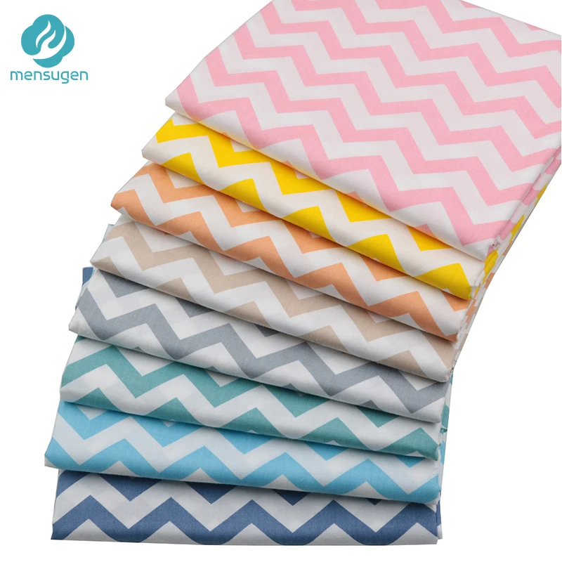 

Mensugen 50cm*160cm Multicolor Chevron Stripes Cotton Patchwork Fabric to Quilting Pillows Cushions cover Baby Bedsheet Tissue