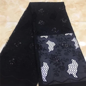

VILLIEA African Lace Fabric,2019 Embroidered Nigerian Laces Fabric,Black High Quality French Tulle Lace Fabric For Wedding