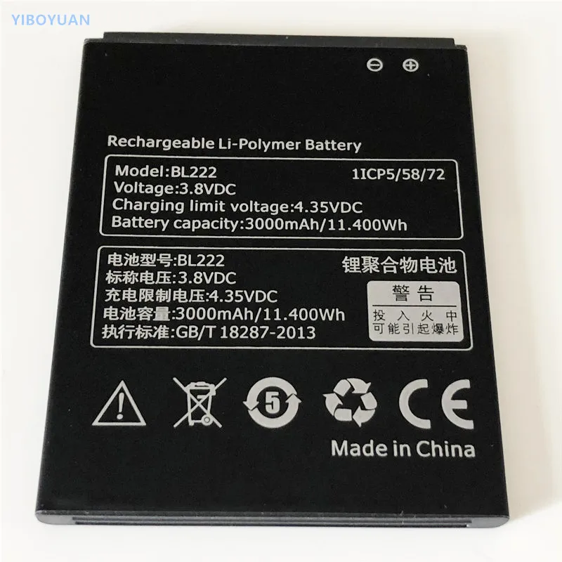 

3.8V 3000mAh BL222 For Lenovo S660 S668T Battery