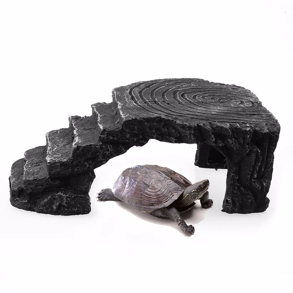 Resin Tortoise Terrace Reptiles Hideouts Lizards Basking Platform