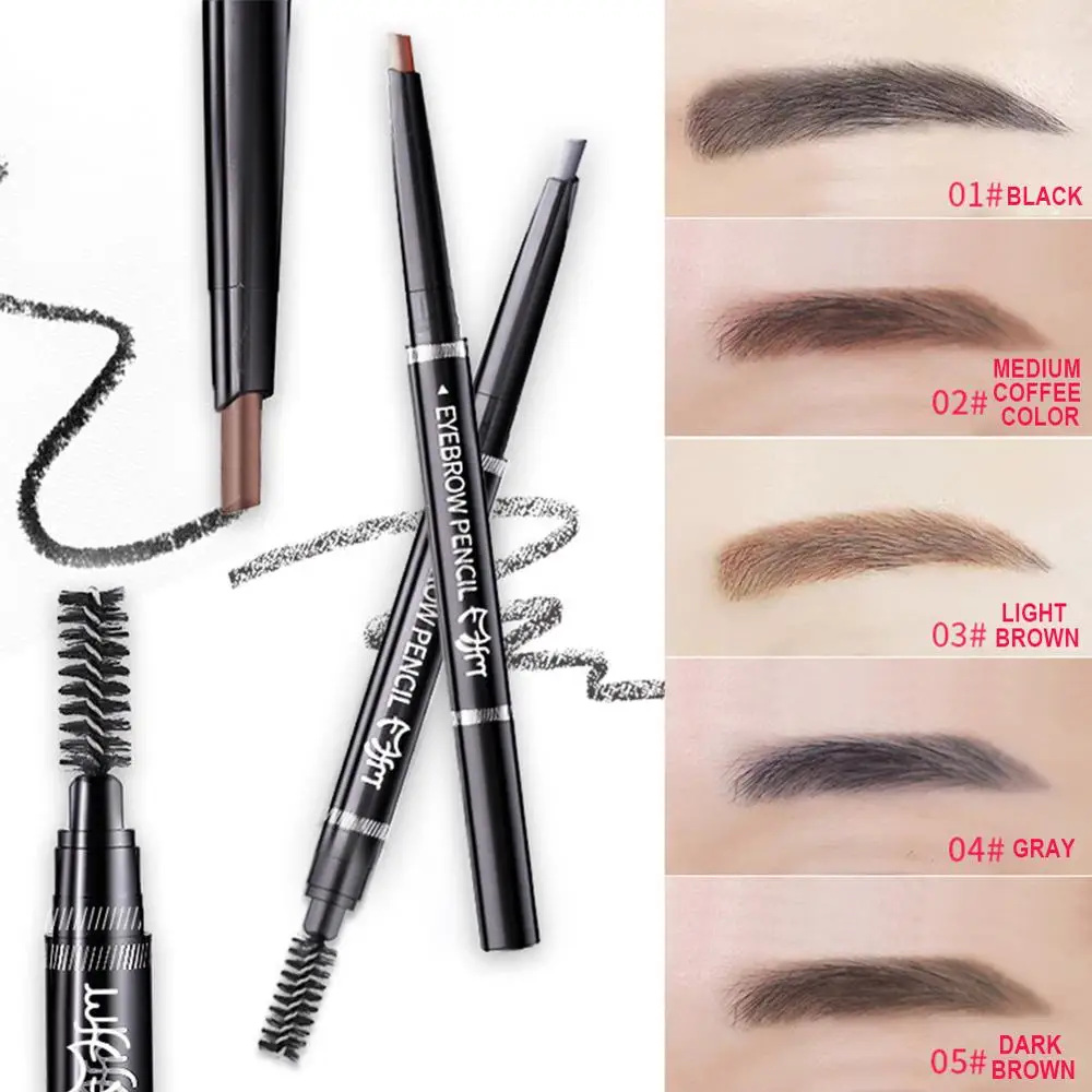 

5 Color Double Ended Eyebrow Pencil Waterproof Long Lasting No Blooming Rotatable Triangle Eye Brow Tatoo Pen