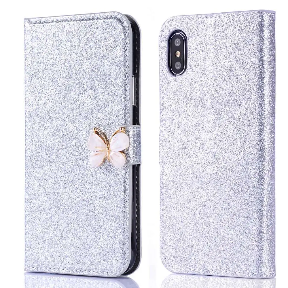 KISSCASE Роскошный кожаный чехол-кошелек с бабочкой для iPhone XS MAX XR X 8 7 6 6s Plus SE 5 5S SE флип-чехлы для телефонов Тонкий чехол