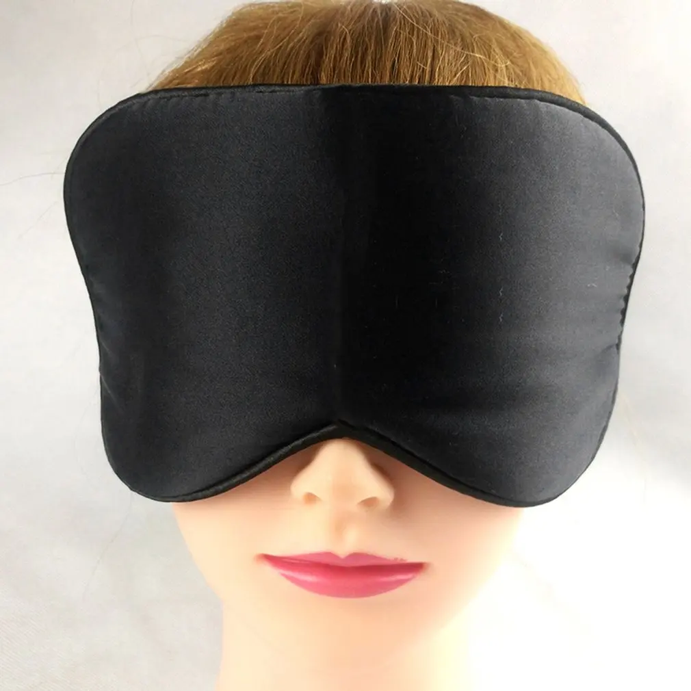 

Soft Silk Sleeping Eye Mask Double Elastic Band Bandage Eyeshade Cover Eyepatch Blindfolds For Flight Travel Office Black