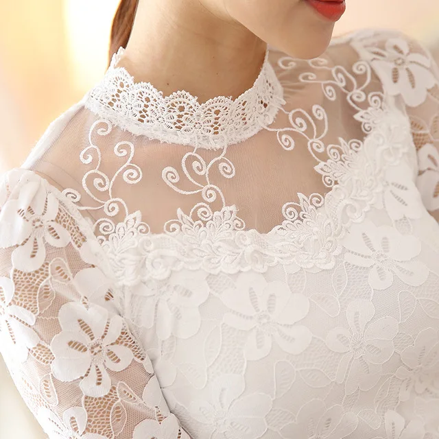 Женская кружевная блузка белая винтажная с длинным рукавом 5XL|blouses women tops|lace blouses